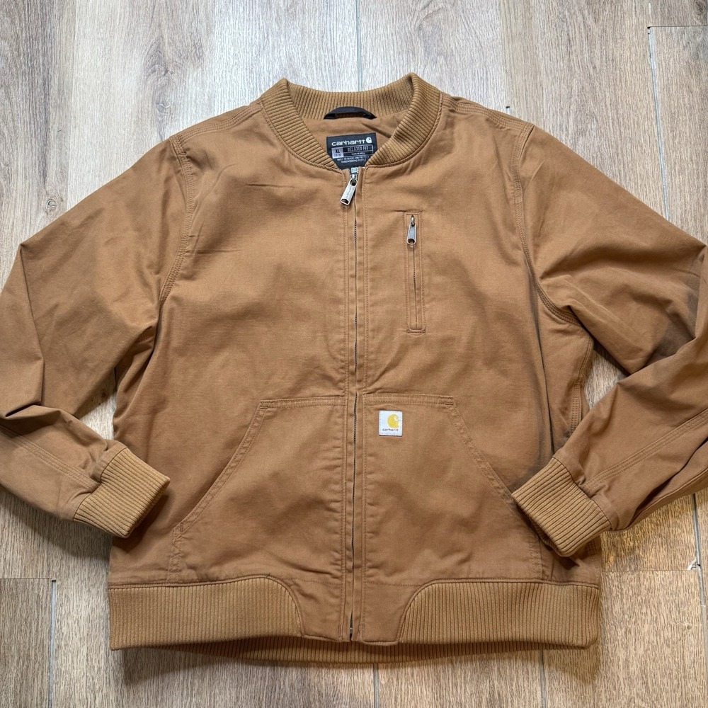Carhartt Rugged Flex Relaxed Fit Full-Zip Brown Bomber Jacket Womans XL